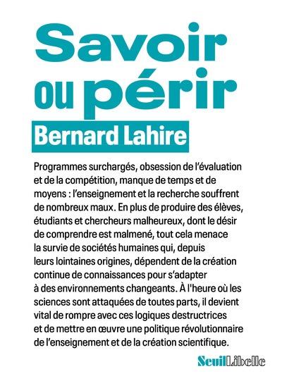 Couverture du livre SAVOIR OU PERIR
