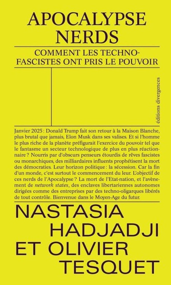 Couverture du livre APOCALYPSE NERDS - COMMENT LES TECHNOFASCISTES ONT PRIS LE POUVOIR