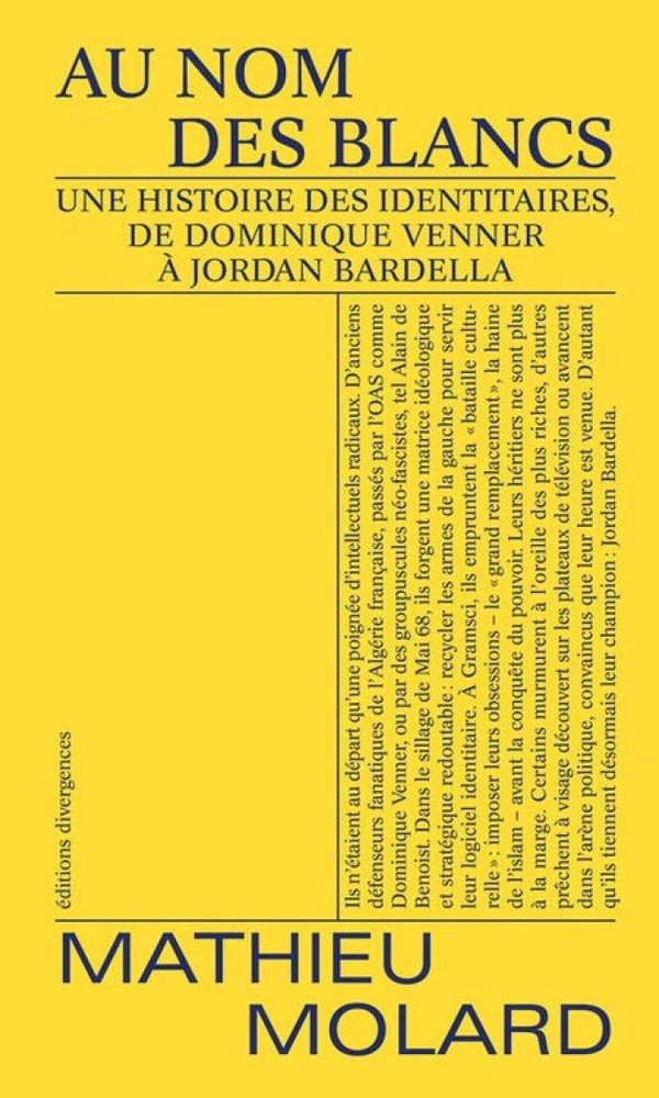 Couverture du livre AU NOM DES BLANCS - UNE HISTOIRE DES IDENTITAIRES